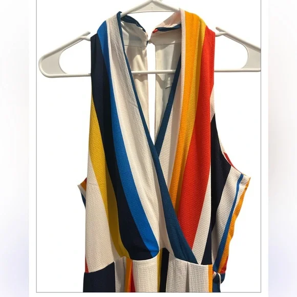 Julia Jordan Size 10 Multicolor Striped High Low Hem Halter Maxi Dress - Picture 6 of 8